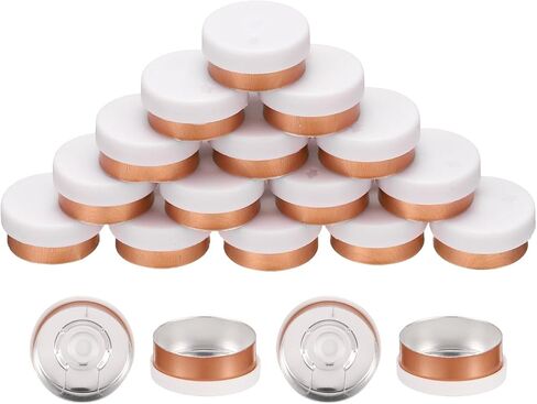 uxcell 20mm Flip Off Caps, 100PCS Burr-Free Flip Off Top Caps Seals Flip Off Aluminum Plastic Vial Flip Off Seals Caps Cover for Glass Vial Freeze-Dried Bottles, White/Gold in Saudi Arabia