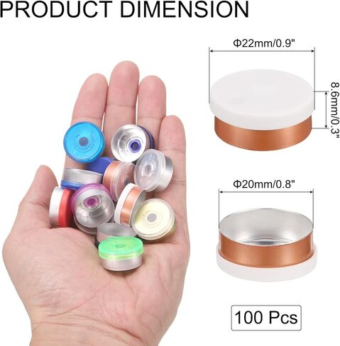 uxcell 20mm Flip Off Caps, 100PCS Burr-Free Flip Off Top Caps Seals Flip Off Aluminum Plastic Vial Flip Off Seals Caps Cover for Glass Vial Freeze-Dried Bottles, White/Gold in Saudi Arabia