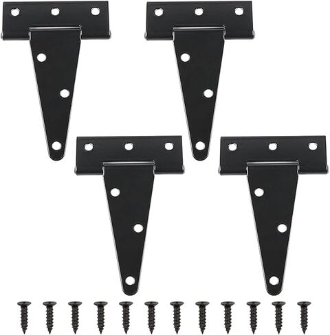 TamBee Shed Door Hinges T-Strap Barn Door Hinges Black Tee Hinge for Wooden Fences Yard Door Barn Door(4Inch 4PCS) in Saudi Arabia