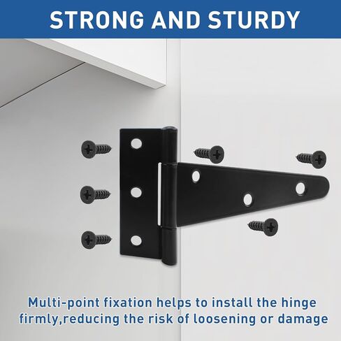 TamBee Shed Door Hinges T-Strap Barn Door Hinges Black Tee Hinge for Wooden Fences Yard Door Barn Door(4Inch 4PCS) in Saudi Arabia