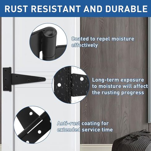 TamBee Shed Door Hinges T-Strap Barn Door Hinges Black Tee Hinge for Wooden Fences Yard Door Barn Door(4Inch 4PCS) in Saudi Arabia