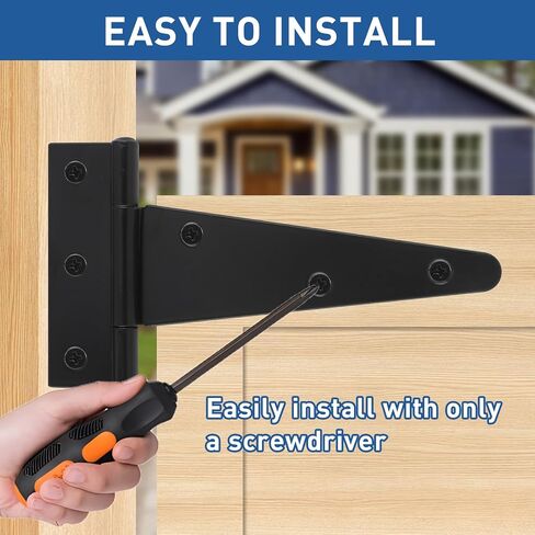 TamBee Shed Door Hinges T-Strap Barn Door Hinges Black Tee Hinge for Wooden Fences Yard Door Barn Door(4Inch 4PCS) in Saudi Arabia