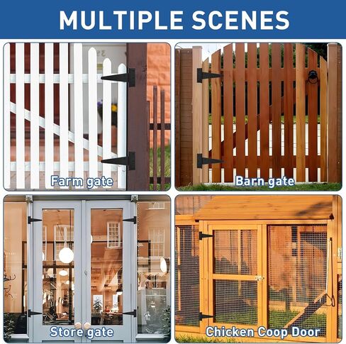 TamBee Shed Door Hinges T-Strap Barn Door Hinges Black Tee Hinge for Wooden Fences Yard Door Barn Door(4Inch 4PCS) in Saudi Arabia