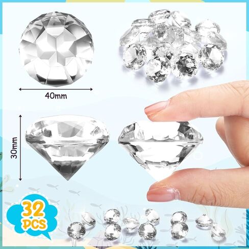 Acrylic Diamond Large Gems Pirate Round Treasure Toy Gems Colorful Treasure Round Gemstones Diamond Shaped Gemstones Large Acrylic Gems for Home Table Scatters Vase Fillers Party Decoration in Kuwait