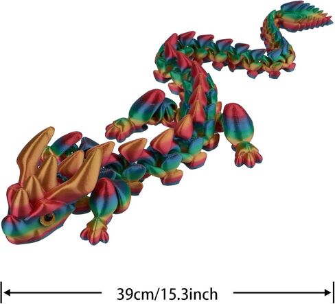 3D Printed Restoration Dragon Figure, Colorful Dragon, 15.35 inch (39 cm) Dragon Gadget Sculpture, Home Decorative Ornament Statue (Palette Rainbow, 39cm) in Saudi Arabia