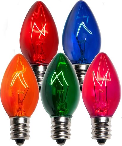 25 Pack C7 Outdoor String Light Christmas Replacement Bulbs Blue C7 E12 Candelabra Base 5 Watt Holiday Light Depot (Blue) in Kuwait