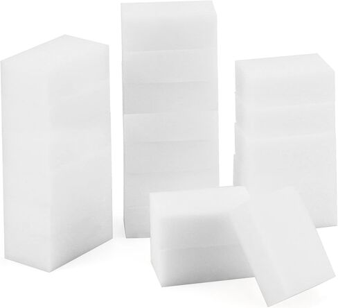 MANCHAP 100 قطعة من وسادات التنظيف الإسفنجية الإسفنجية، 3.2 × 2 × 1.2 بوصة خفيفة الوزن غير قابلة للخدش، ممحاة إسفنجية للجدار، الأثاث، المطبخ، السيارة، أبيض in Kuwait