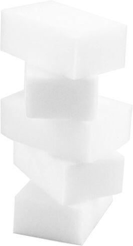 MANCHAP 100 قطعة من وسادات التنظيف الإسفنجية الإسفنجية، 3.2 × 2 × 1.2 بوصة خفيفة الوزن غير قابلة للخدش، ممحاة إسفنجية للجدار، الأثاث، المطبخ، السيارة، أبيض in Kuwait