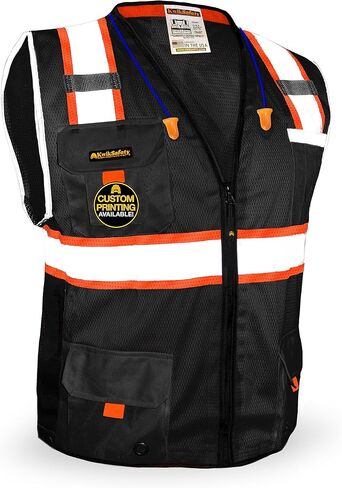 KwikSafety - Charlotte, NC - UNDERBOSS Safety Vest [11 POCKETS] Premium ANSI Class Unrated High Visibility Reflective PPE Construction Surveyor Hi Vis Industrial Work Gear/Black XL in Saudi Arabia