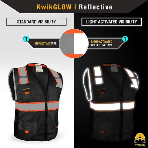 KwikSafety - Charlotte, NC - UNDERBOSS Safety Vest [11 POCKETS] Premium ANSI Class Unrated High Visibility Reflective PPE Construction Surveyor Hi Vis Industrial Work Gear/Black XL in Saudi Arabia
