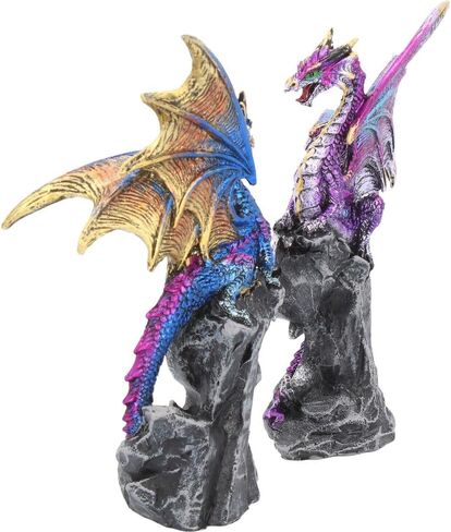 Nemesis Now Realm Protectors Dragon Figurines, Set of Two, Hand-Painted Resin, Fantasy Crystal Ornaments Collectible Decor, 15cm in Saudi Arabia