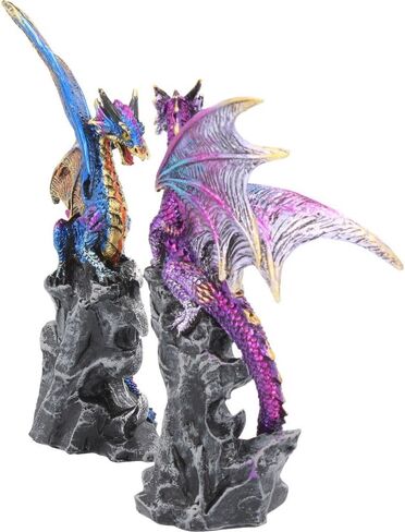 Nemesis Now Realm Protectors Dragon Figurines, Set of Two, Hand-Painted Resin, Fantasy Crystal Ornaments Collectible Decor, 15cm in Saudi Arabia