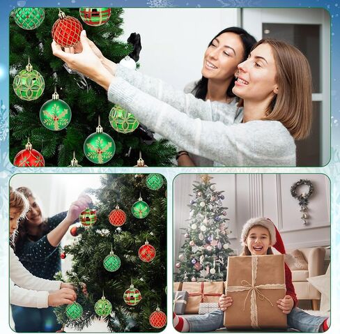 Hungdao 24 Pcs Christmas Ball Ornaments Red Green and Gold Christmas Tree Hanging Ornaments 2.4'' Glitter Christmas Ball Decorations Christmas Tree Pendants for Tree Xmas Holiday Party in Saudi Arabia