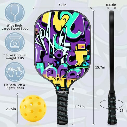 Pickleball Paddles Set of 2 Pickle Rackets: 4 Balls and 1 Carry Bag - Lightweight Fiberglass Pickle Ball Paddle in Saudi Arabia