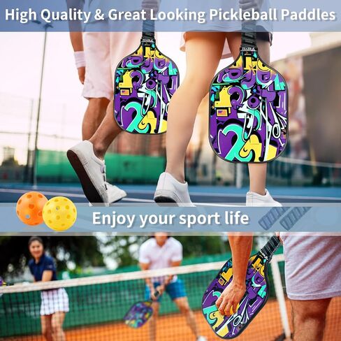 Pickleball Paddles Set of 2 Pickle Rackets: 4 Balls and 1 Carry Bag - Lightweight Fiberglass Pickle Ball Paddle in Saudi Arabia