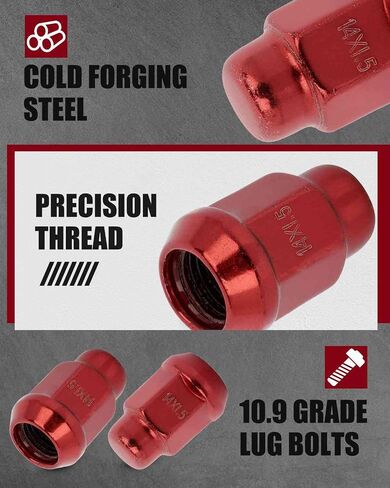 cciyu Set of 20 M14x1.5 Lug Nuts fits for SLX for TL for TLX for TSX for Vigor for Wagovan for Expedition for F-150 for F-150 Heritage for Mark LT for Navigator Lug Nut Set Red in Saudi Arabia