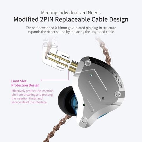 KZ ZS10 Pro Noise Cancelling Monitor Headphones,4BA+1DD 5 Driver in-Ear HiFi Metal Earphones with Stainless Steel Faceplate, 2 Pin Detachable Cable(Meteor Blue, without Mic) in Saudi Arabia