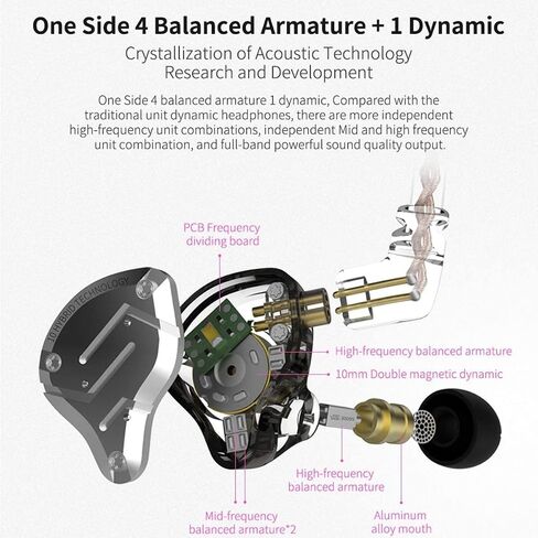 KZ ZS10 Pro Noise Cancelling Monitor Headphones,4BA+1DD 5 Driver in-Ear HiFi Metal Earphones with Stainless Steel Faceplate, 2 Pin Detachable Cable(Meteor Blue, without Mic) in Saudi Arabia