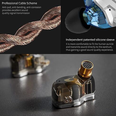 KZ ZS10 Pro Noise Cancelling Monitor Headphones,4BA+1DD 5 Driver in-Ear HiFi Metal Earphones with Stainless Steel Faceplate, 2 Pin Detachable Cable(Meteor Blue, without Mic) in Saudi Arabia