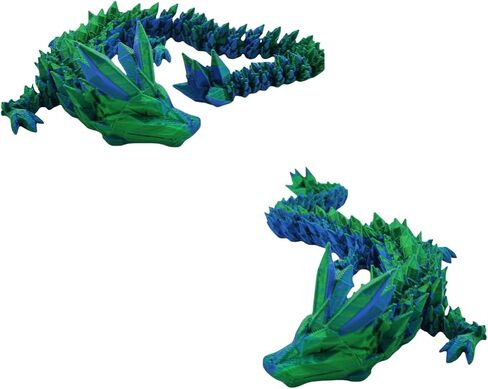 2Pack 3D Printed Articulated Dragon, Fidget Toy and Desktop Pet, Collectible Fantasy Dragon Figure for Anxiety Relief （Glow White and Blue Green） in Saudi Arabia