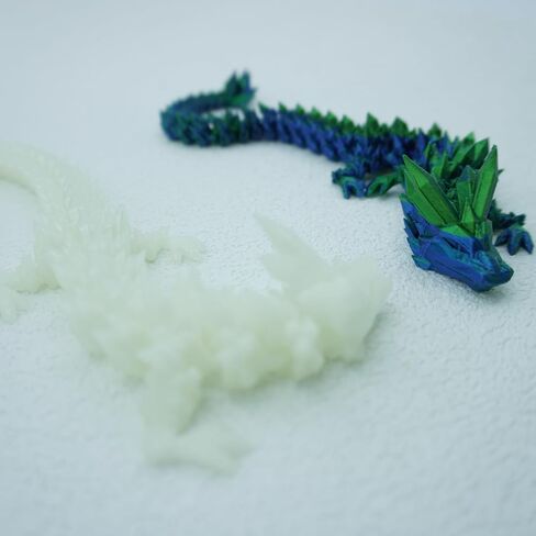 2Pack 3D Printed Articulated Dragon, Fidget Toy and Desktop Pet, Collectible Fantasy Dragon Figure for Anxiety Relief （Glow White and Blue Green） in Saudi Arabia