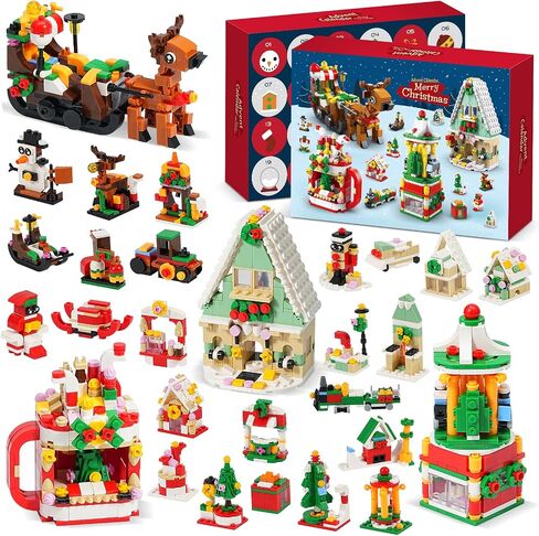 Christmas Advent Calendar 2024 with 1075 Pcs Building Blocks for Kids, 24 Days Christmas Countdown Calendars 24 In 4 Building Blocks Stem Toys for Boys Girls Stocking Stuffers Holiday Gifts (CT886) in Saudi Arabia