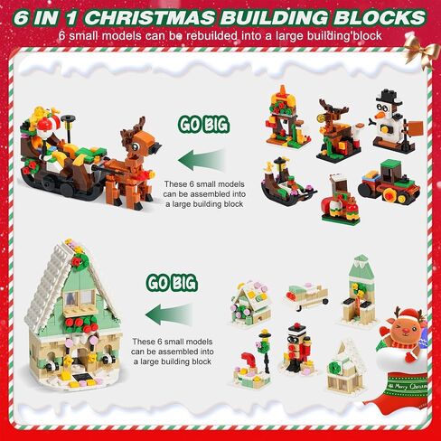Christmas Advent Calendar 2024 with 1075 Pcs Building Blocks for Kids, 24 Days Christmas Countdown Calendars 24 In 4 Building Blocks Stem Toys for Boys Girls Stocking Stuffers Holiday Gifts (CT886) in Saudi Arabia