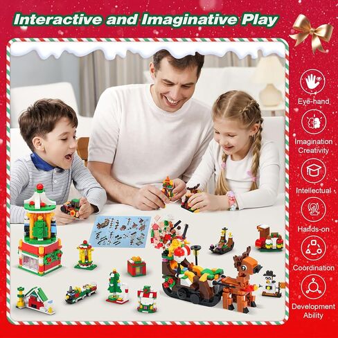 Christmas Advent Calendar 2024 with 1075 Pcs Building Blocks for Kids, 24 Days Christmas Countdown Calendars 24 In 4 Building Blocks Stem Toys for Boys Girls Stocking Stuffers Holiday Gifts (CT886) in Saudi Arabia