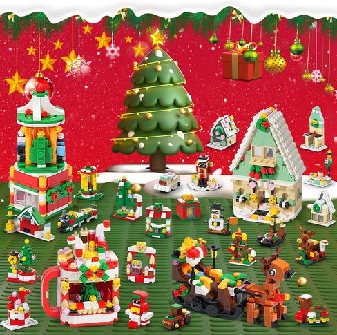 Christmas Advent Calendar 2024 with 1075 Pcs Building Blocks for Kids, 24 Days Christmas Countdown Calendars 24 In 4 Building Blocks Stem Toys for Boys Girls Stocking Stuffers Holiday Gifts (CT886) in Saudi Arabia