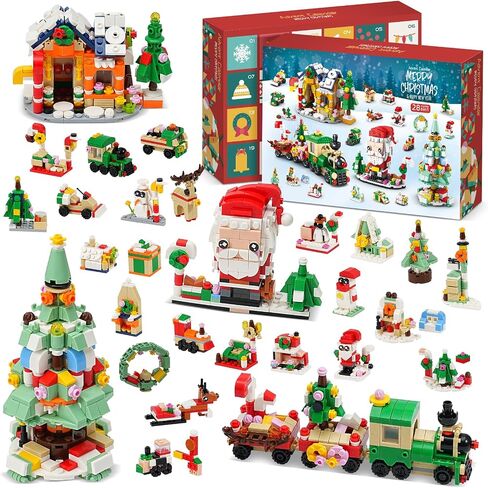 Christmas Advent Calendar 2024 with 1075 Pcs Building Blocks for Kids, 24 Days Christmas Countdown Calendars 24 In 4 Building Blocks Stem Toys for Boys Girls Stocking Stuffers Holiday Gifts (CT886) in Saudi Arabia