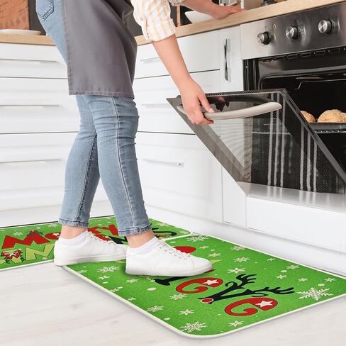 Christmas Kitchen Rugs Set of 2, Merry Grinchmas Kitchen Decorations Anti Fatigue Rug Non Skid Washable Mats for Home Kitchen Floor Decor in Saudi Arabia