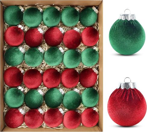 30Pcs Velvet Christmas Balls Christmas Tree Ornaments Velvet Balls Shatterproof Xmas Bulbs Decorations Set Brown Neutral Ornaments Velvet Balls 2.36Inch for Xmas Holiday Party Indoor Decor in Saudi Arabia