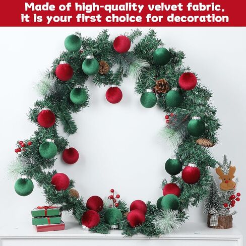 30Pcs Velvet Christmas Balls Christmas Tree Ornaments Velvet Balls Shatterproof Xmas Bulbs Decorations Set Brown Neutral Ornaments Velvet Balls 2.36Inch for Xmas Holiday Party Indoor Decor in Saudi Arabia
