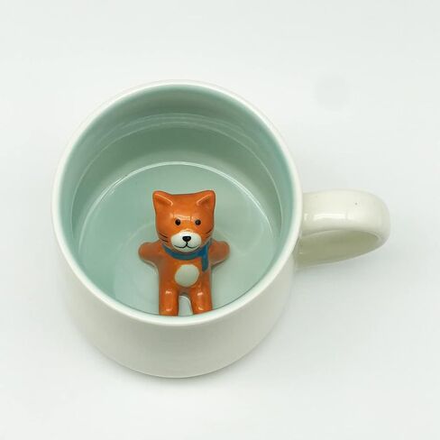 3D Animal Cup Coffee Mug Comes With A Cute Inside Creative Morning Mug Animal Cup For Hot And Cold Tea Milk Coffee Perfect For Kids Decorations Best Office Cup (Cat) (Ceramic), 400 ML in Saudi Arabia