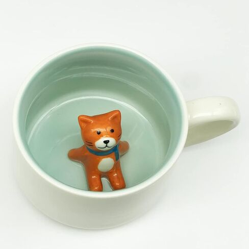 3D Animal Cup Coffee Mug Comes With A Cute Inside Creative Morning Mug Animal Cup For Hot And Cold Tea Milk Coffee Perfect For Kids Decorations Best Office Cup (Cat) (Ceramic), 400 ML in Saudi Arabia