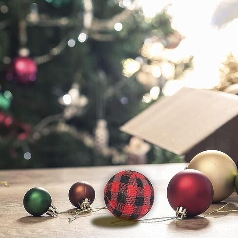 36 قطعة 2.4in عيد الميلاد شنقا الكرة الحلي الأسود والأحمر الجاموس منقوشة عيد الميلاد الكرة شجرة عيد الميلاد شنقا الحلي شنقا الحرف لتزيين الحفلات in Kuwait