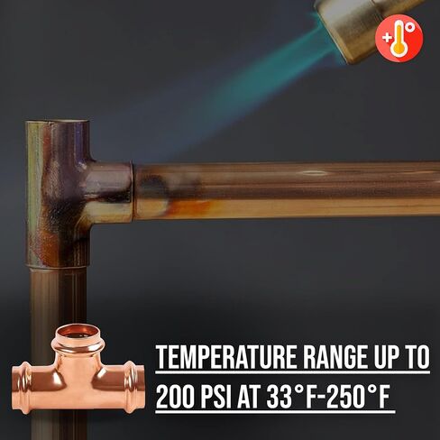 ProPress 1/2 Inch Copper Tee – Push to Connect Copper Tee Press Fitting – Tee Connector – Copper Pex Fitting Compatible with Copper pipe - Pack of 10 in Saudi Arabia
