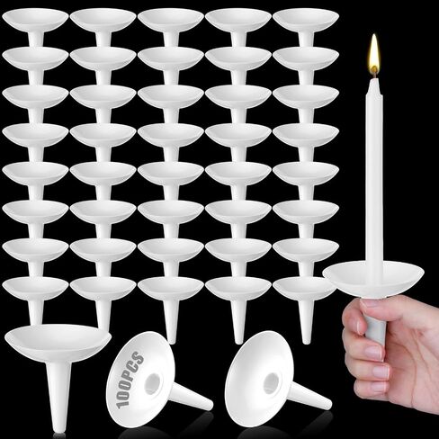 100 Pcs Candlelight Service Bulk, Church Vigil Plastic Candle Holders, Candlelight Service Drip Protectors Convenient for Church, Vigil, Memorial, Christmas Eve, Wedding, Party Candles in Saudi Arabia
