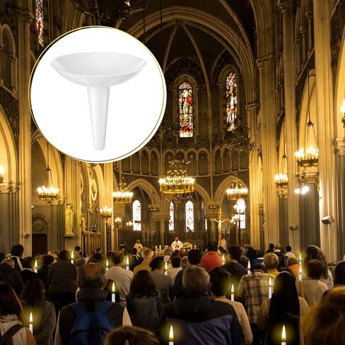 100 Pcs Candlelight Service Bulk, Church Vigil Plastic Candle Holders, Candlelight Service Drip Protectors Convenient for Church, Vigil, Memorial, Christmas Eve, Wedding, Party Candles in Saudi Arabia