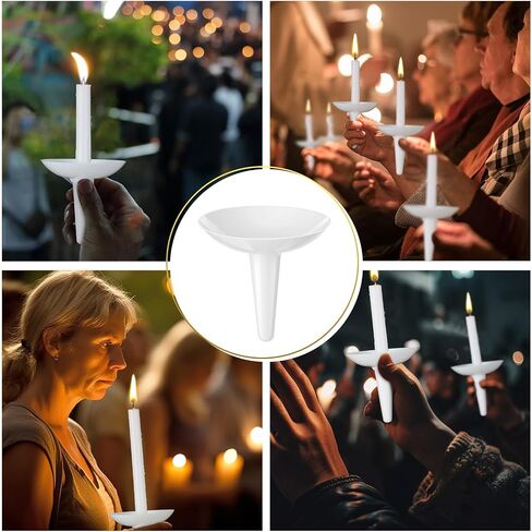100 Pcs Candlelight Service Bulk, Church Vigil Plastic Candle Holders, Candlelight Service Drip Protectors Convenient for Church, Vigil, Memorial, Christmas Eve, Wedding, Party Candles in Saudi Arabia