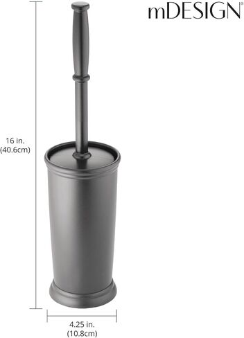 mDesign Toilet Bowl Brush and Holder - Covered Bathroom Toilet Brush - Standing Toilet Bowl Scrubber in Modern Holder - Compact, Deep Cleaning Brush for Toilet - 2 Pack, Hyde Collection, Charcoal Gray in Saudi Arabia