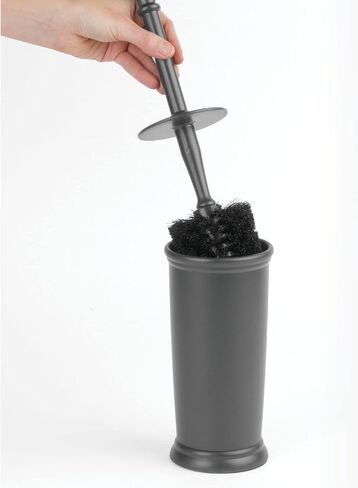 mDesign Toilet Bowl Brush and Holder - Covered Bathroom Toilet Brush - Standing Toilet Bowl Scrubber in Modern Holder - Compact, Deep Cleaning Brush for Toilet - 2 Pack, Hyde Collection, Charcoal Gray in Saudi Arabia