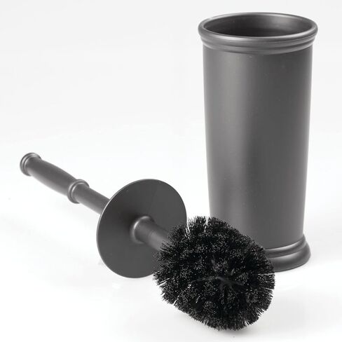 mDesign Toilet Bowl Brush and Holder - Covered Bathroom Toilet Brush - Standing Toilet Bowl Scrubber in Modern Holder - Compact, Deep Cleaning Brush for Toilet - 2 Pack, Hyde Collection, Charcoal Gray in Saudi Arabia