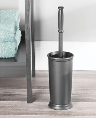 mDesign Toilet Bowl Brush and Holder - Covered Bathroom Toilet Brush - Standing Toilet Bowl Scrubber in Modern Holder - Compact, Deep Cleaning Brush for Toilet - 2 Pack, Hyde Collection, Charcoal Gray in Saudi Arabia
