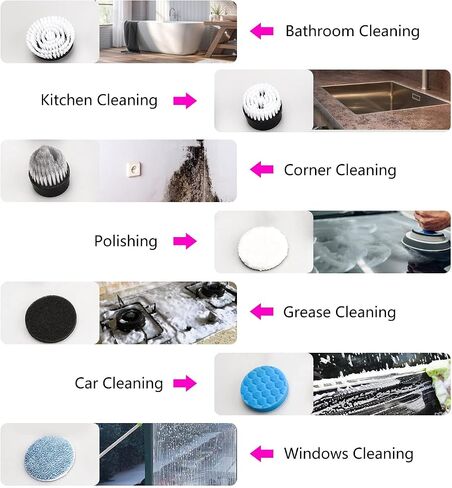Electric Spin Scrubber, FARI Cordless Cleaning Brush with 7 Replaceable Brush Heads, Tub and Floor Tile 360 Power Scrubber Mop with Adjustable Handle for Bathroom Kitchen Car (White) in Saudi Arabia
