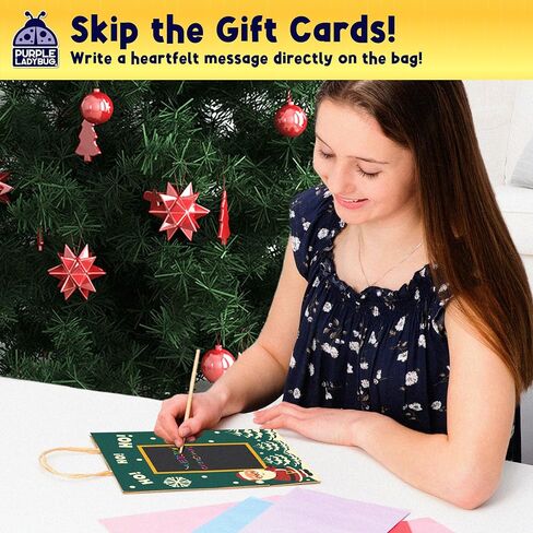 PURPLE LADYBUG 7 Brown Easter Gift Bags Medium Size with Handles – Personalized Teacher Appreciation Gift Bags & Tissue Paper Set – Sight Smell Touch Taste Sound Thank You Gift Bags in Kuwait