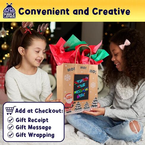 PURPLE LADYBUG 7 Brown Easter Gift Bags Medium Size with Handles – Personalized Teacher Appreciation Gift Bags & Tissue Paper Set – Sight Smell Touch Taste Sound Thank You Gift Bags in Kuwait