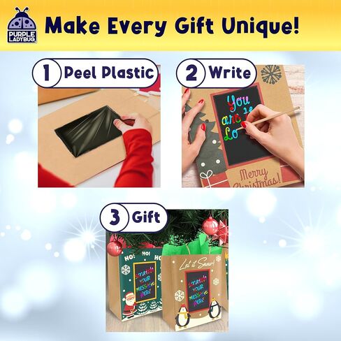 PURPLE LADYBUG 7 Brown Easter Gift Bags Medium Size with Handles – Personalized Teacher Appreciation Gift Bags & Tissue Paper Set – Sight Smell Touch Taste Sound Thank You Gift Bags in Kuwait