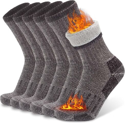 Busy Socks 3 Pack Crew Merino Wool Hiking Socks for Men Women Winter Thick Warm Thermal Cushioned Moisture Wicking Boot Sock in Kuwait