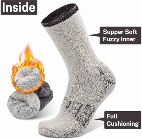 Busy Socks 3 Pack Crew Merino Wool Hiking Socks for Men Women Winter Thick Warm Thermal Cushioned Moisture Wicking Boot Sock in Kuwait